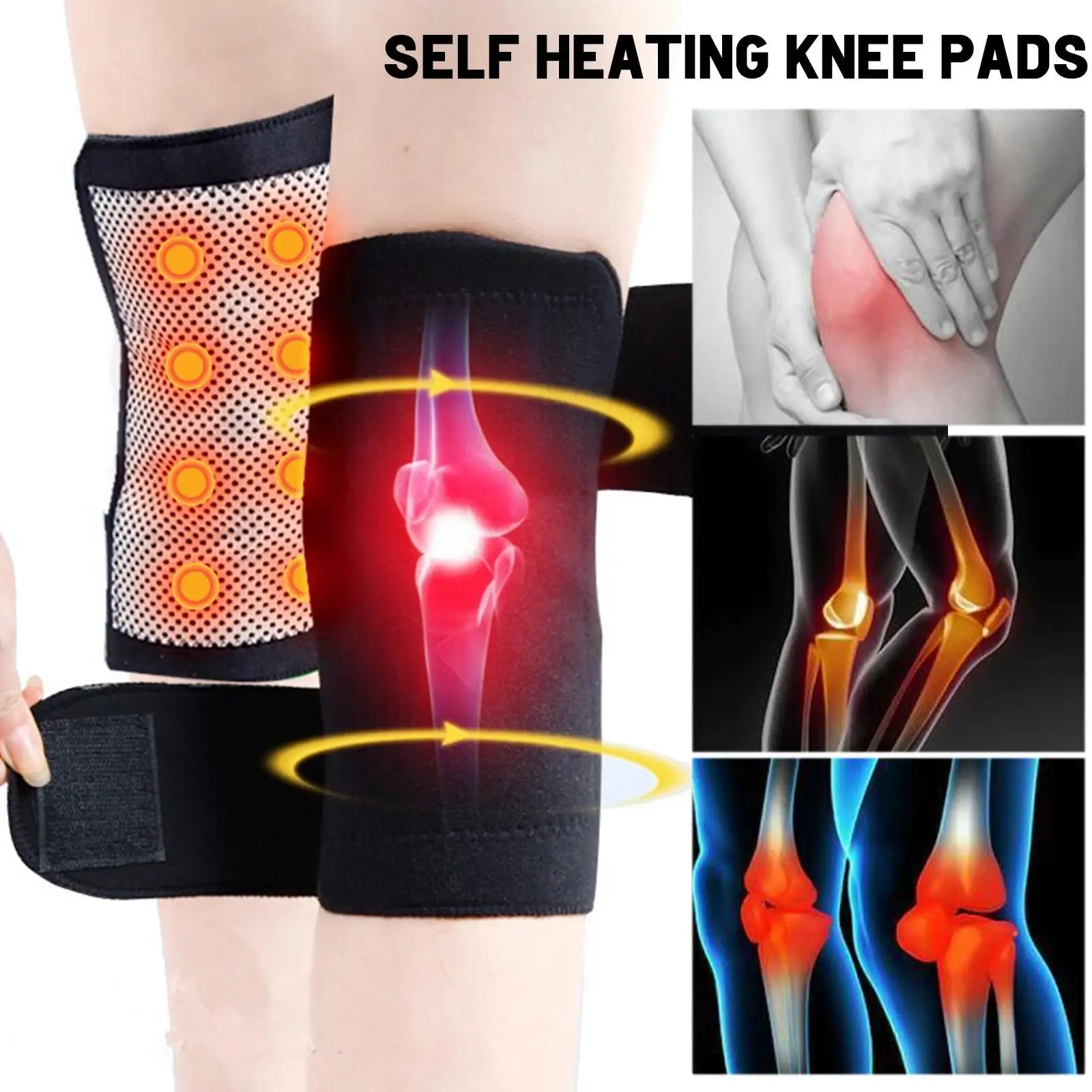 

1 Pair Magnetic Therapy Knee Pads Relief Joint Pain Self Heating Knee Pads Arthritis Patella Support Knee Pads Massage Sleeves