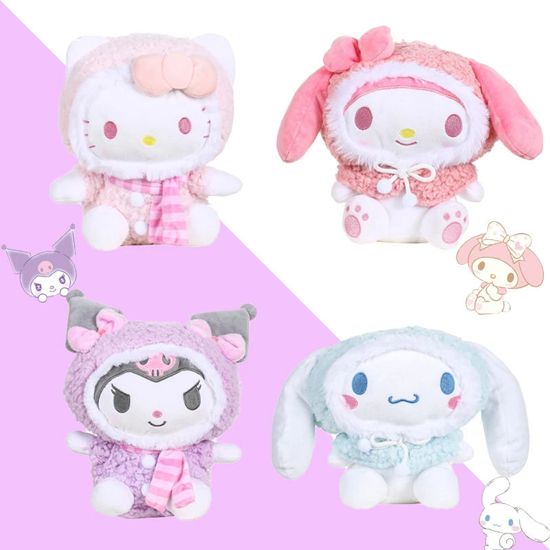 

20Cm Kawaii Sanrioed Snowflake Elf Series Plush Toy 2023 New Hello Kitty My Melody Kuromi Cinnamoroll Plush Doll Girls Toy Gift