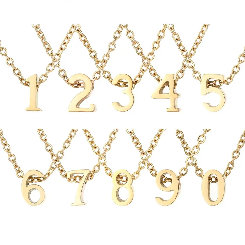 

Bipin Necklace Simple Pendant of 0-9 Numbers 316L Stainless Steel Women Jewelry Gift