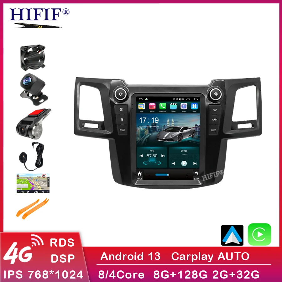 

8+128G Android 13 Car Radio Stereo Multimedia Player For TOYOTA Fortuner/Hilux Revo 2004-2015 4G Lte DSP Carplay WIFI Head Unit