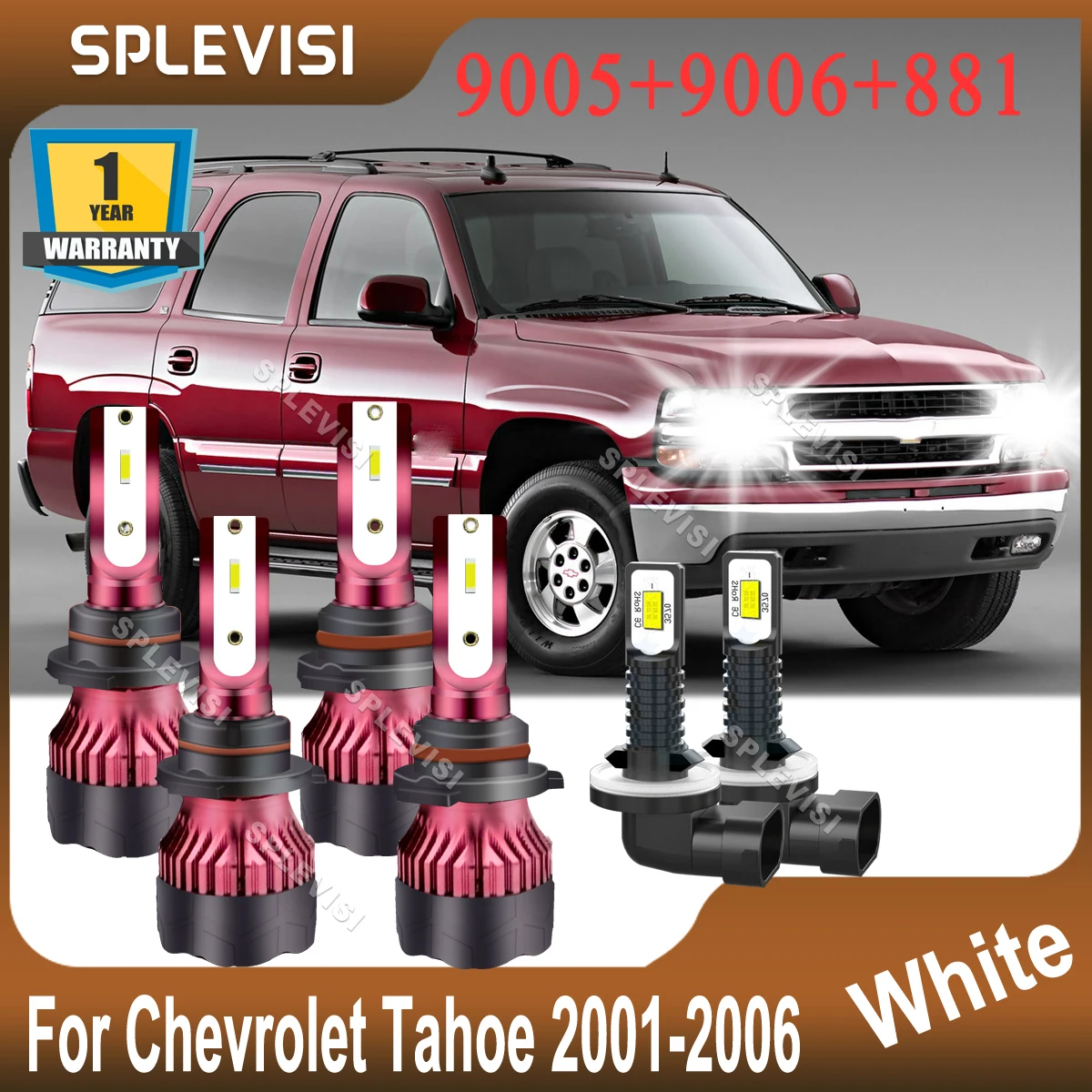 

360-degree luminescence For Chevrolet Tahoe 2001 2002 2003 2004 2005 2006 LED Headlight 9005+9006 High Low Beam 881 Foglight Kit