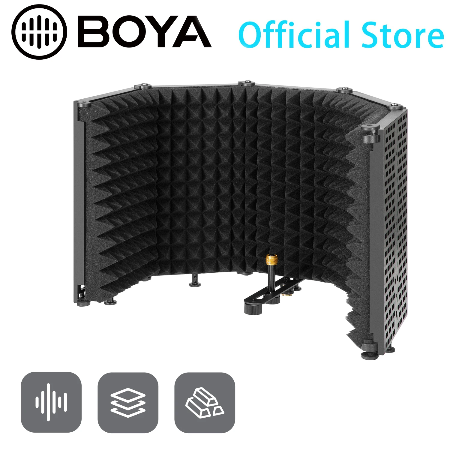 

BOYA BY-RF5P Microphone Isolation Shield Reduce Reflection Noise for Vocal Live Streaming Youtube Audio Video Recording Mic