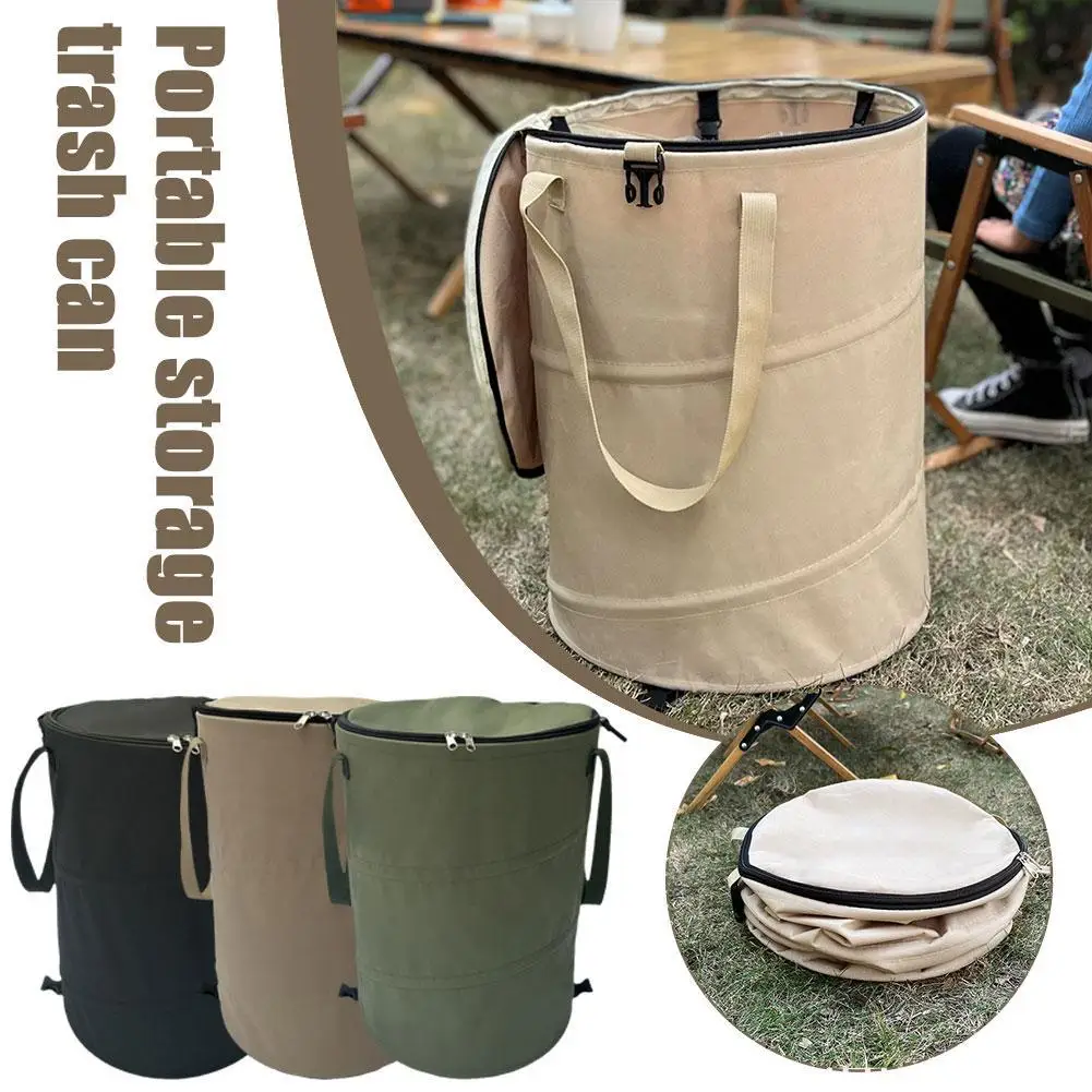 

Camping Trash Can Foldable Collapsible Garbage Can Garden Camping Weed Bags BBQ Storage Portable Outdoor Dirty Clothes Basket