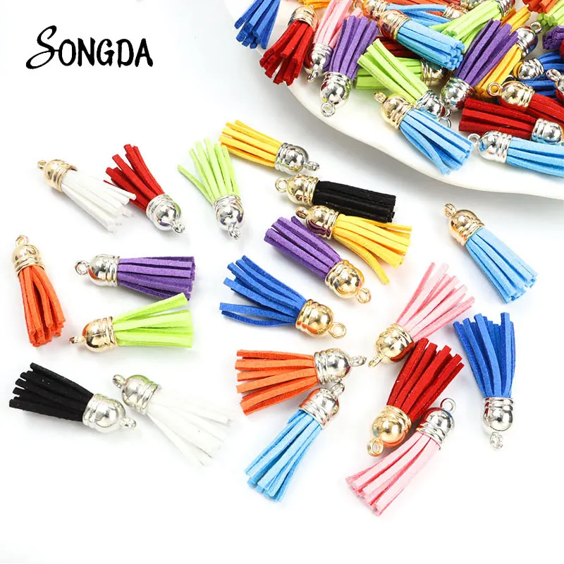 

15pcs Suede Faux Leather Tassel Charms For Keychain Cellphone Straps Jewelry DIY Making Pendants Findings Handmade Accessories