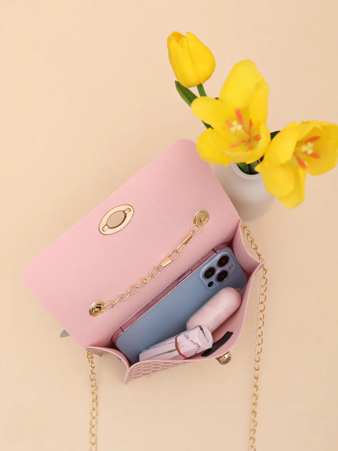 Розовая сумка USDEU летняя через плечо из искусственной кожи с принтом квадратная