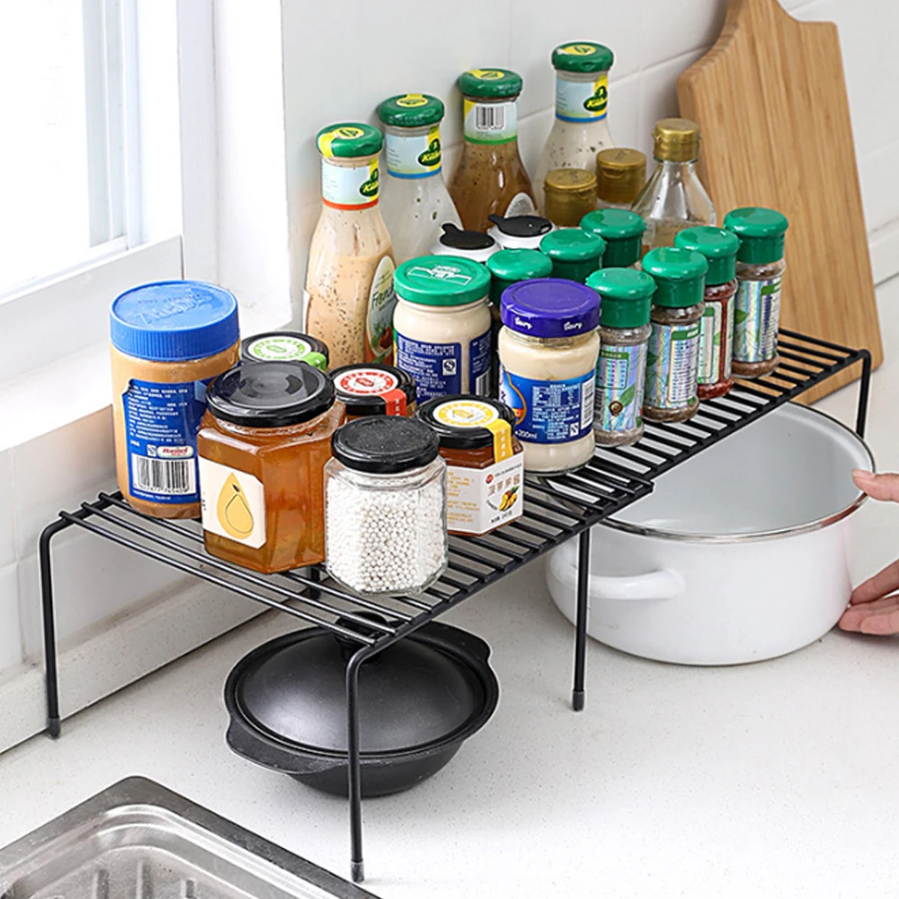 

Dish Drying Spice Racks Holder Iron Rack Closet Shelf Bottles Jars Organizer Kitchen Storage Spice Kitchen Shelves Seasoning