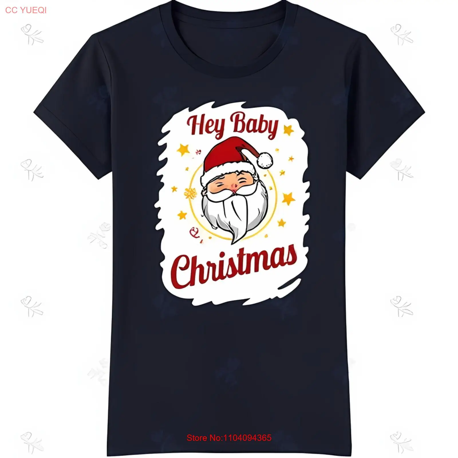 Праздничная черная футболка с рисунком Санта-Клауса Виннинг и оточенная