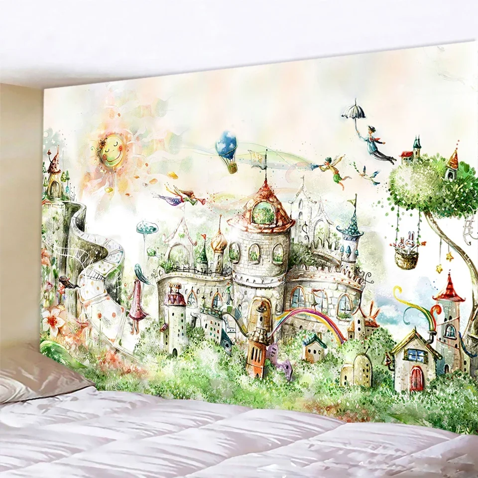 Психоделическая сцена настенный гобелен украшение для дома искусственная