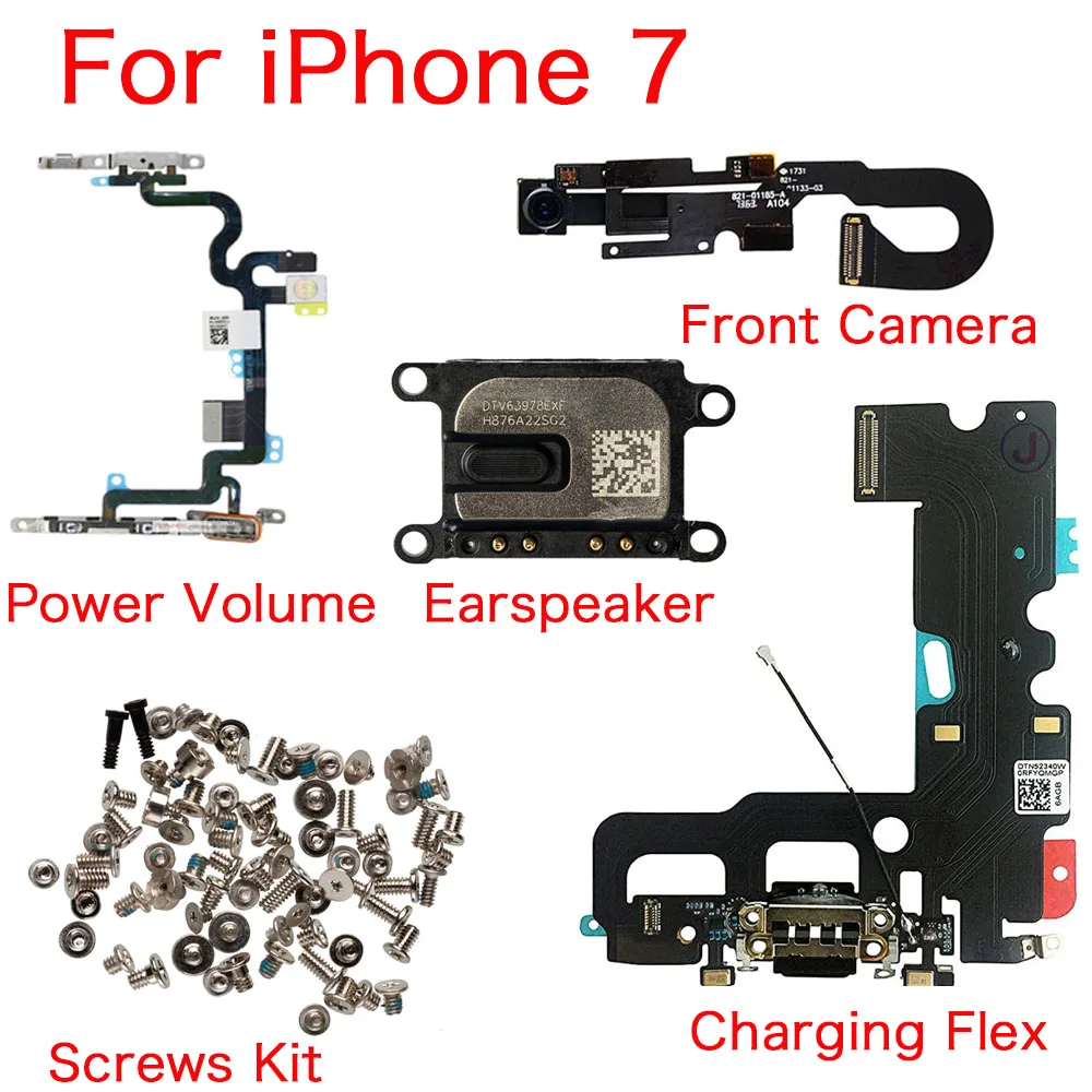 

Фронтальная камера для iPhone 7 зарядная док-станция зарядного устройства гибкий кабель громкости с ушным динамиком полный комплект винтов За...