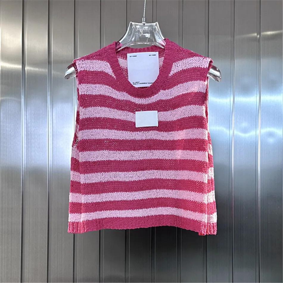 

Stripe Sweater Vest Women Loose Luxury Brand Designs Top Tank Oversized Knitted Vest For Femme 2023 New
