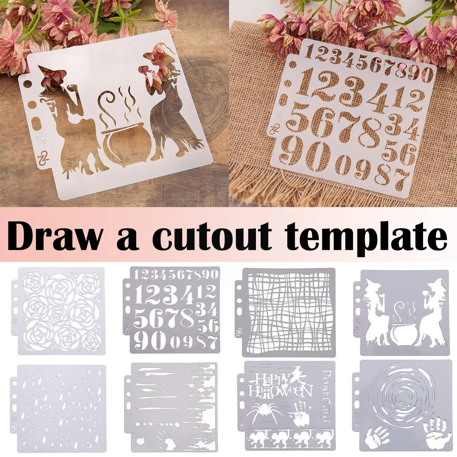 

DIY Craft Halloween Stencils For Painting On Wood,Wall Art Scrapbooking Stamping Album Decorative Embossing Paper Cards Cra T0I7