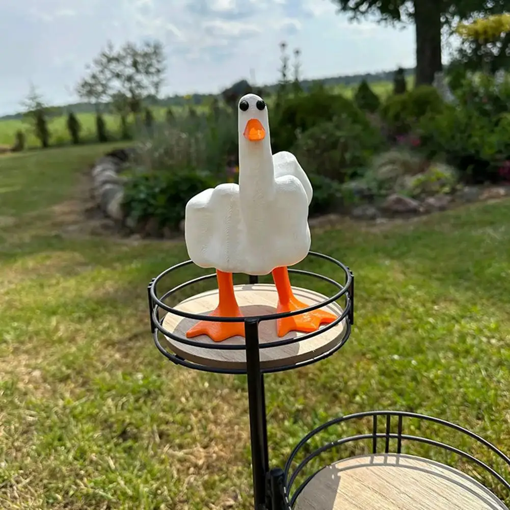 

Funny Little Duck Resin Figurine Ornament Decor Cute Middle Finger Duck Resin Craft Decor Sculpture Statue For Desktop Gift