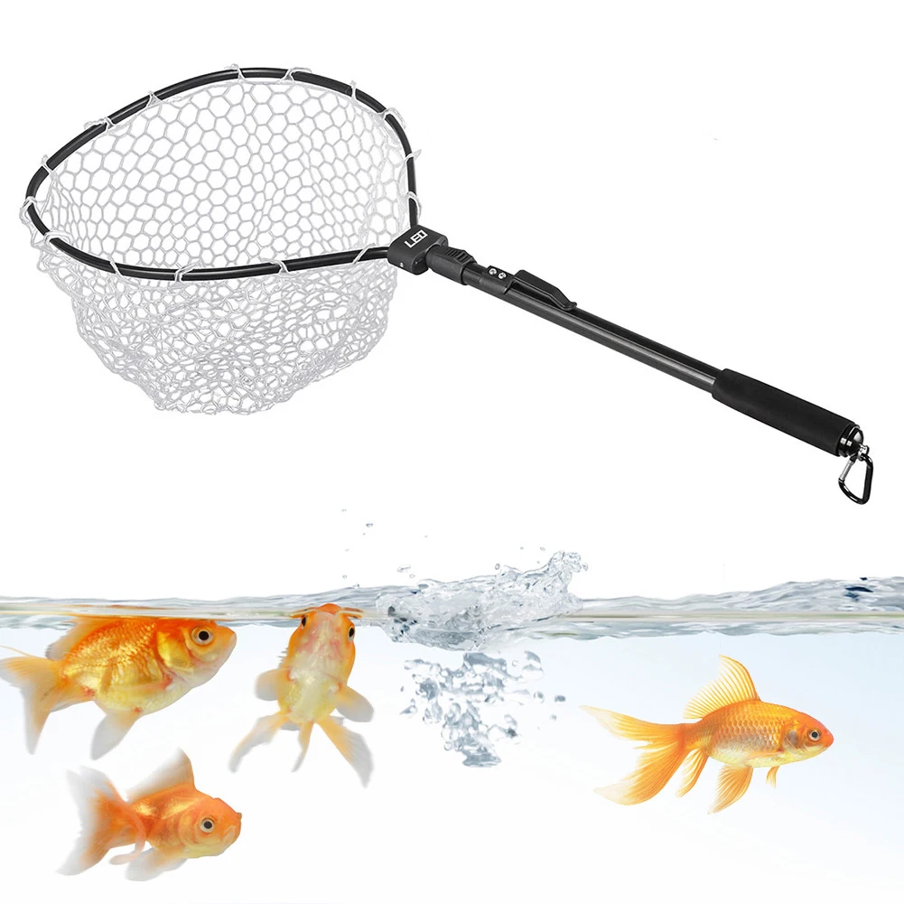 

Fly Fishing Net Mesh Aluminum Alloy Handle Landing Net Catch Release Holder Basket Pesca Combo Kit Trout Fishing Tools