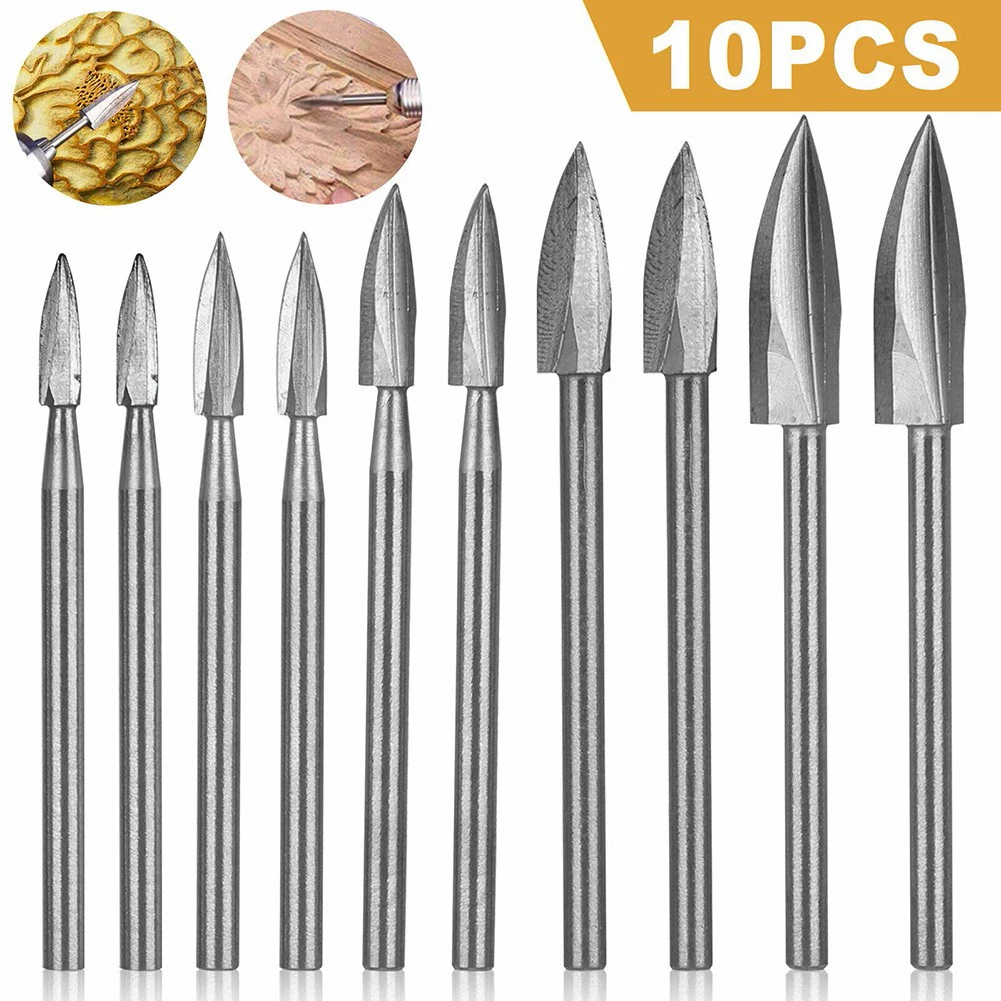 

10pcs Wood Carving Drill Bit Steel Engraving Carving Drill Bit Set For Woodworking Carbide Grinding Drill Bit DIY Carving Making