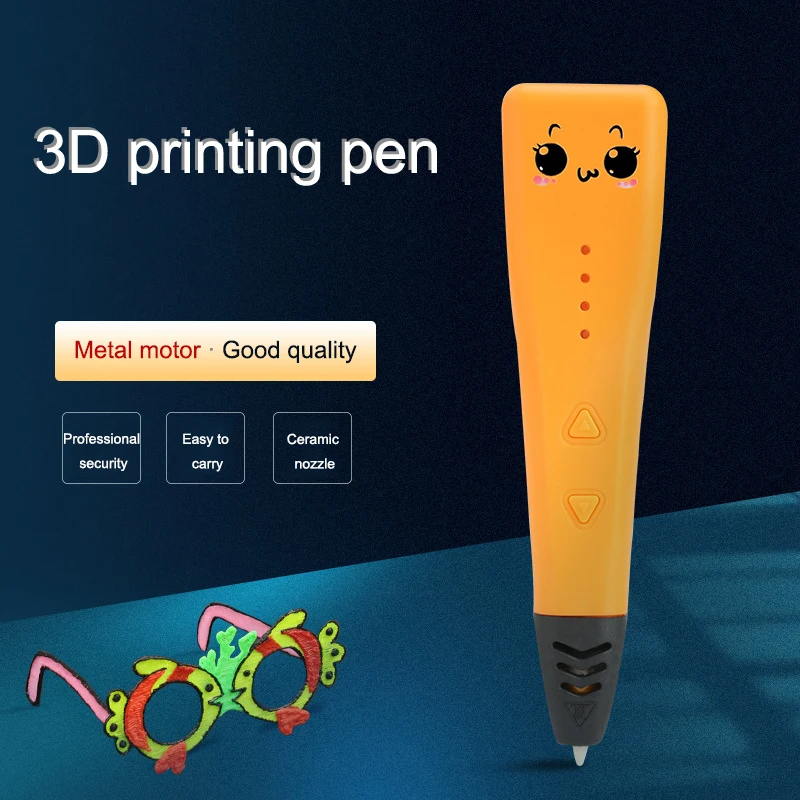 

Kids 3D Printing Pen High Temperature 3D Drawing Pen 1.75mm ABS or PLA Filament with Cute Case, Safe and Easy To Operate