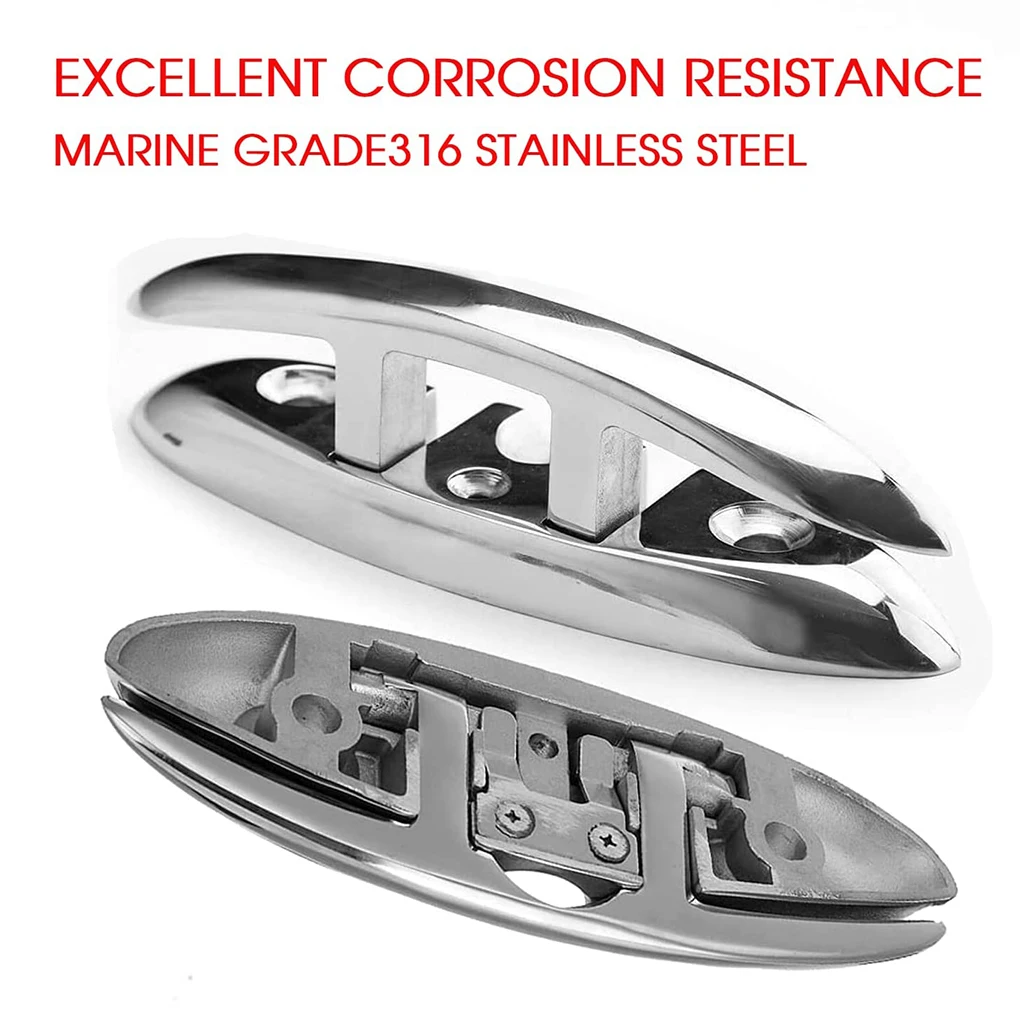 

Boat Deck Folding Cleat Portable 5-inch Removable Pre-drilled Mirror Polished Glossy Canoe Mooring Cleats Parts