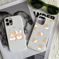 cute corgi butt animal puppy phone case candy color for iphone 6 7 8 11 12 13 s mini pro x xs xr max plus