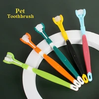 4pcs Pet Dog Toothbrush Finger Toothbrush Teeth Care Dental Care Three Heads Dog Toothbrush Dog Cat Cleaning Mouth