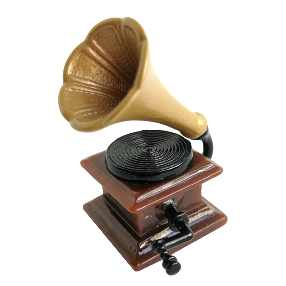 

Childrens Toys Dummy Turntable Mini House Phonograph Miniature Model Micro-scene Adornment Kids
