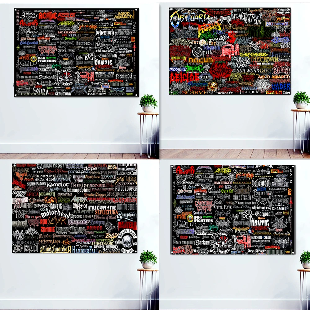 

Панк Хип-хоп тяжелый рок-н-ролл металлический музыкальный Декор для дома баннер флаг рок-группы серия плакаты настенное искусство гобелен п...