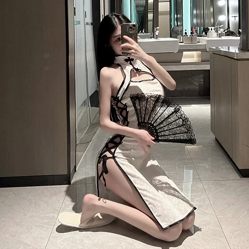 Сексуальное женское белье китайский чонсам Униформа с боковой шнуровкой