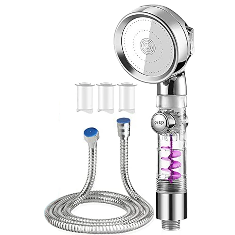 

Shower Head With Hose 1.5 M,Water-Saving Shower,High-Pressure Shower Head Descaling With 3 Filters,Mirror Hand Shower