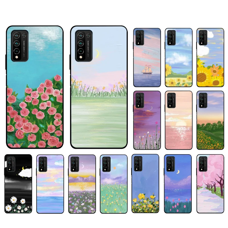 

Hand Painted Flower Sceneary Phone Case for Huawei Honor 50 10X Lite 20 7A 7C 8X 9X Pro 9A 8A 8S 9S 10i 20S 20lite 7X 10 lite
