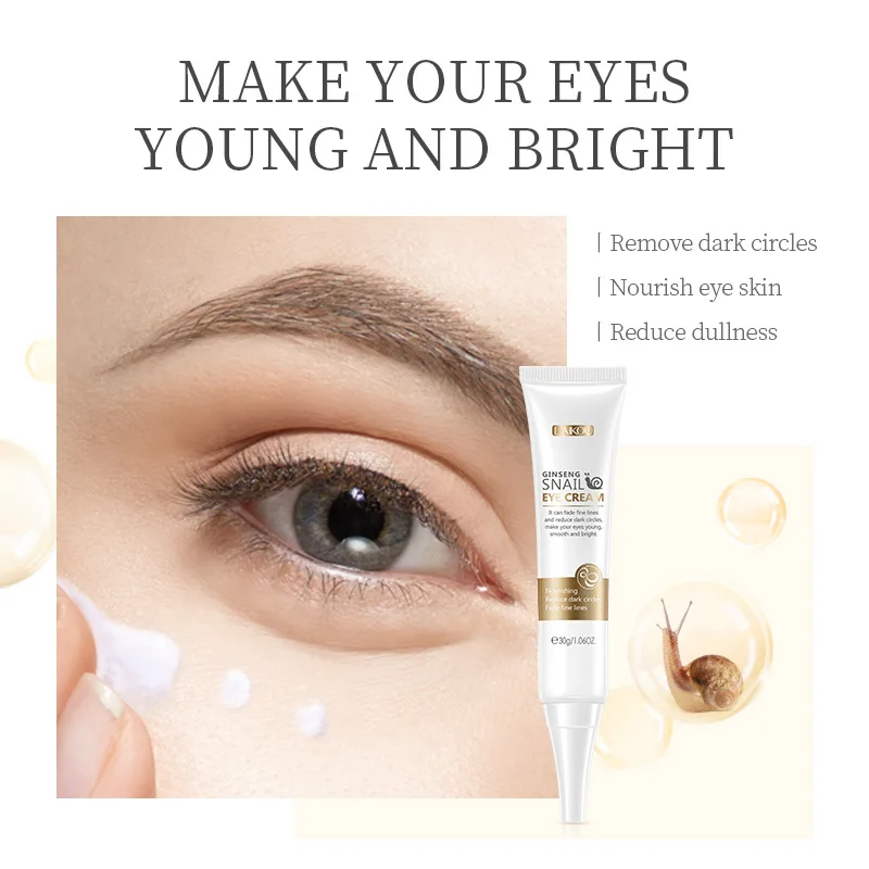 

LAIKOU Snail Eye Cream Remove Wrinkles Anti-Aging Get Rid Dark Puffy Eye Bag Circles Niacinamide Whitening Nourish Eye Skin Care