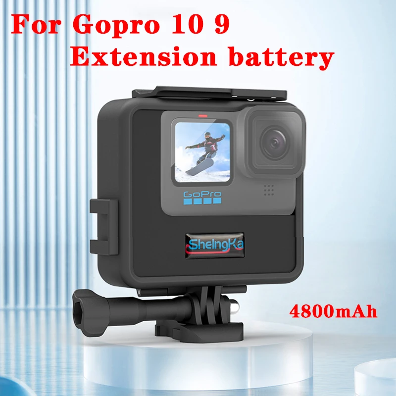

Аккумулятор SheingKa для Gopro 10 9 с защитным чехлом для холодного башмака 4800 мАч работает 3 часа боковой батареи