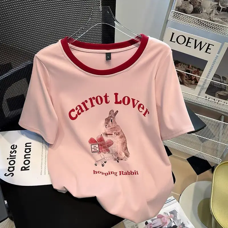 Летний повседневный комплект большого размера новинка 2024 футболка контрастного