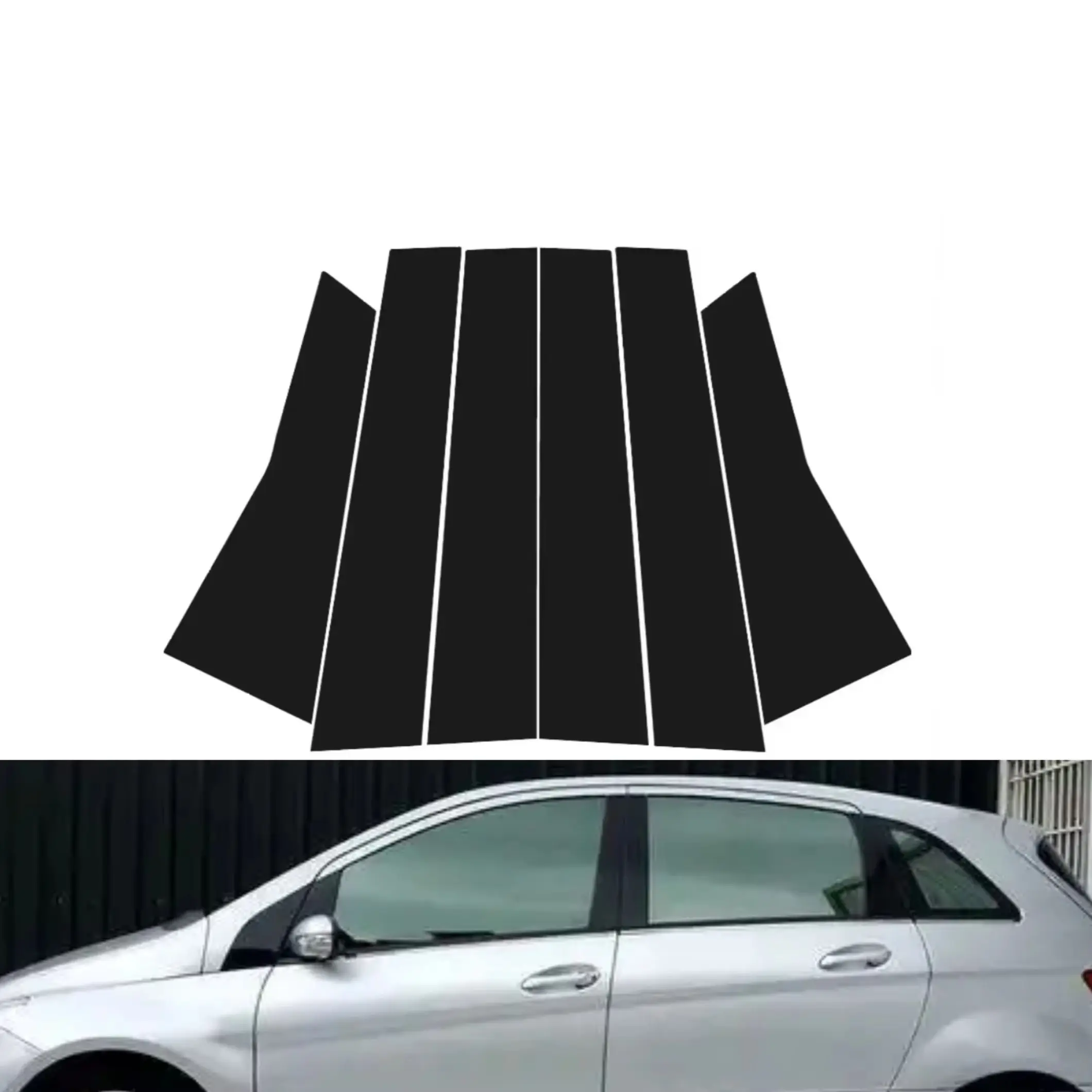 

6 шт. глянцевые черные стойки, подходят для Mercedes Benz ML Class W163 1998-2005, накладка на дверное окно, литая крышка, внешний хром