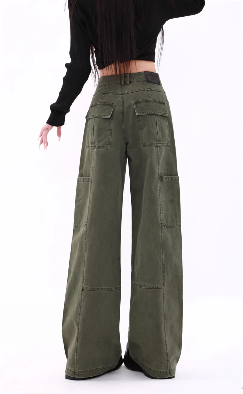 WCFCX STUDIO в американском стиле военные Зеленые джинсы прямые широкие повседневные