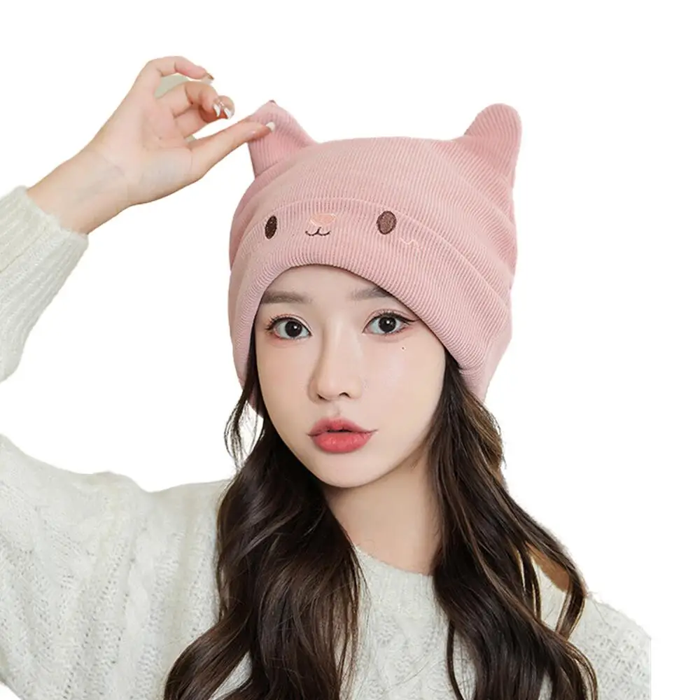 

2022 New Knitted Wool Hat Women Winter Cute Rabbit Ears Beanies Hats Lady Korean Knitting Pile Cap Female Warm Bonnet Caps