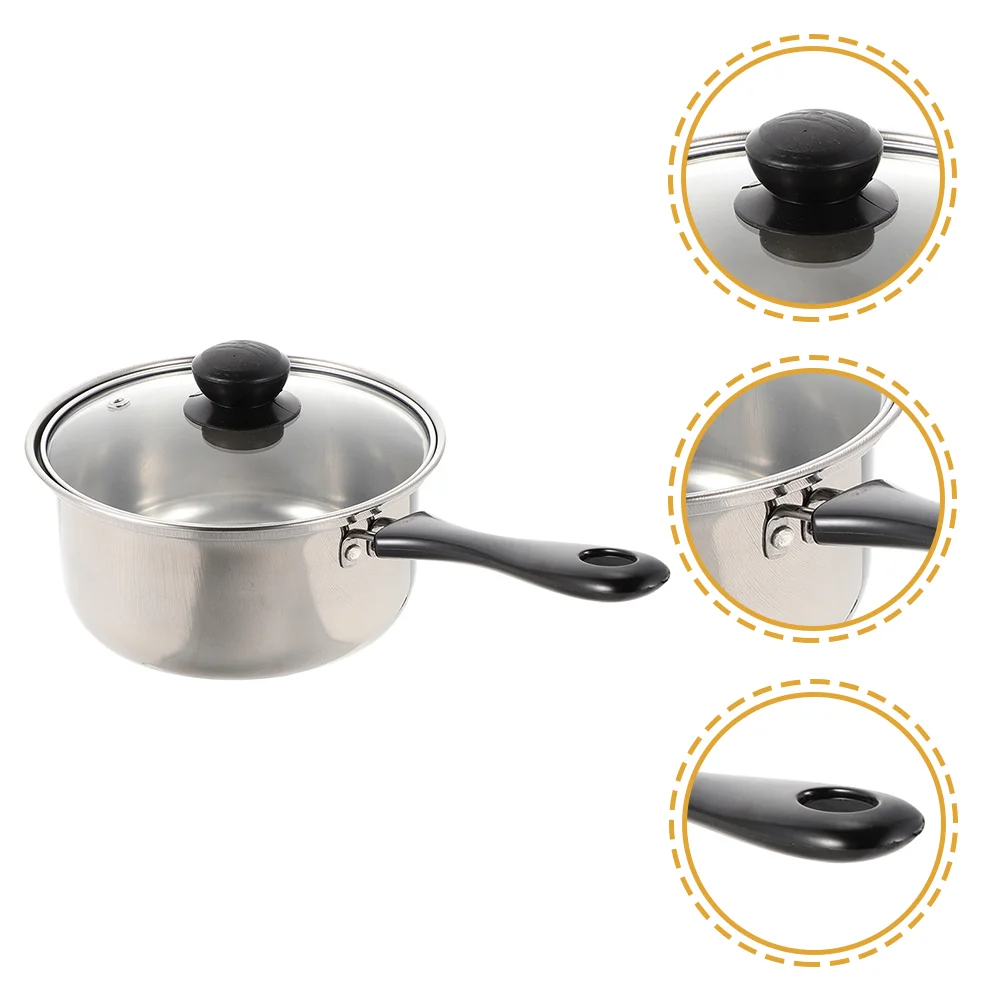 

Baby Food Jar Single Handle Small Milk Pot Stainless Steel Soup Lid Pan 31X18CM Sauce Cover Abs