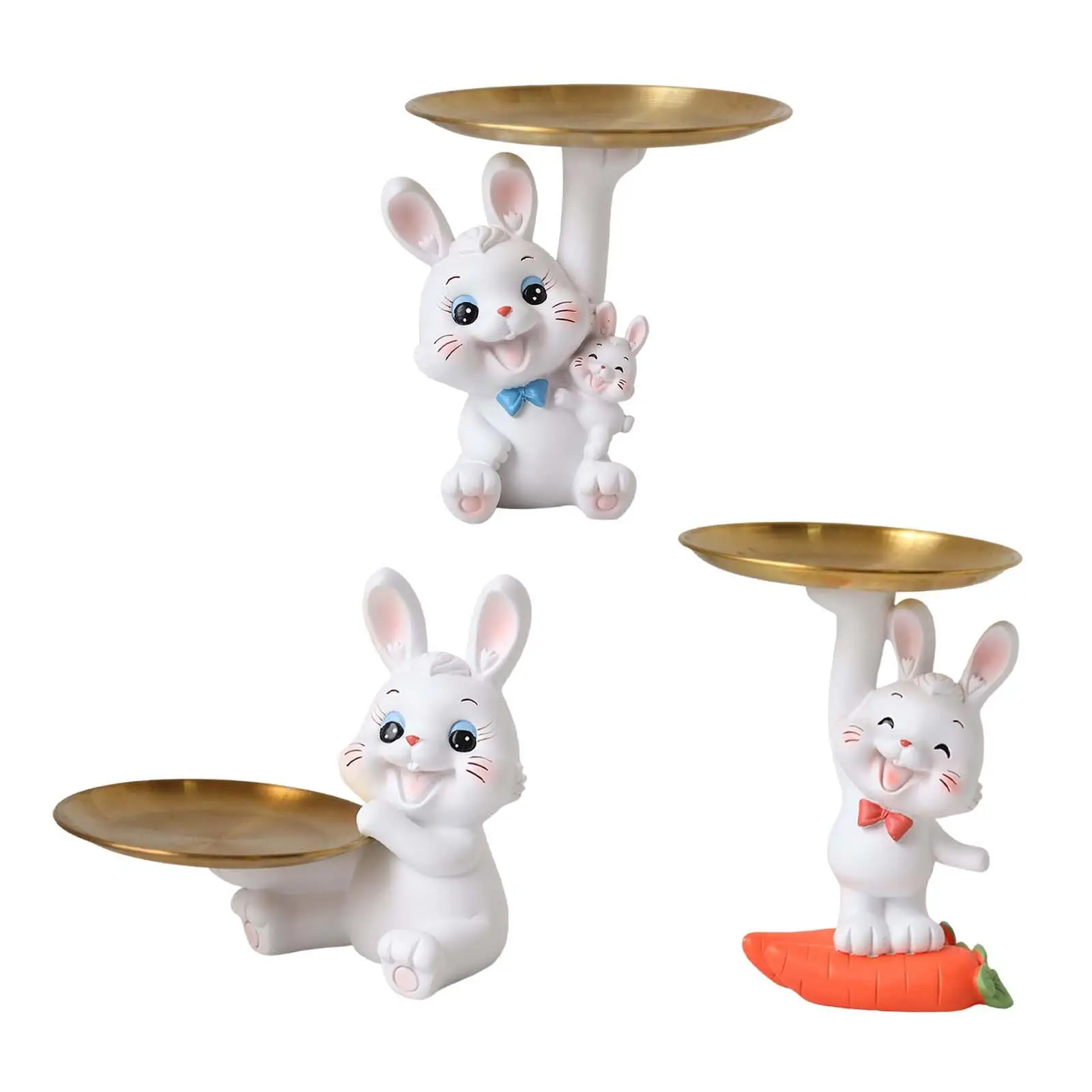 

Rabbit Storage Tray Statue Animal Sculpture Storage Holder Multifunction for Entrance Shop Living Room Decoration Ornaments