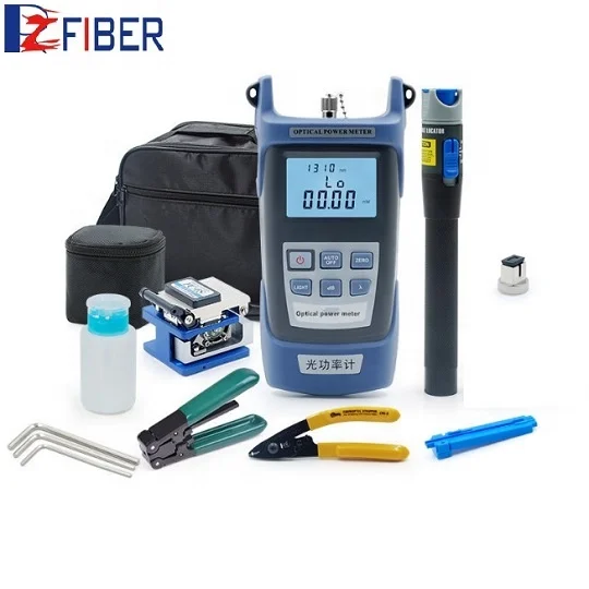 

FTTH Tool Kit Fiber Cleaver Miller's Plier Stripper Visual Fault Locator Mini Opm Optical Power Meter With Vfl