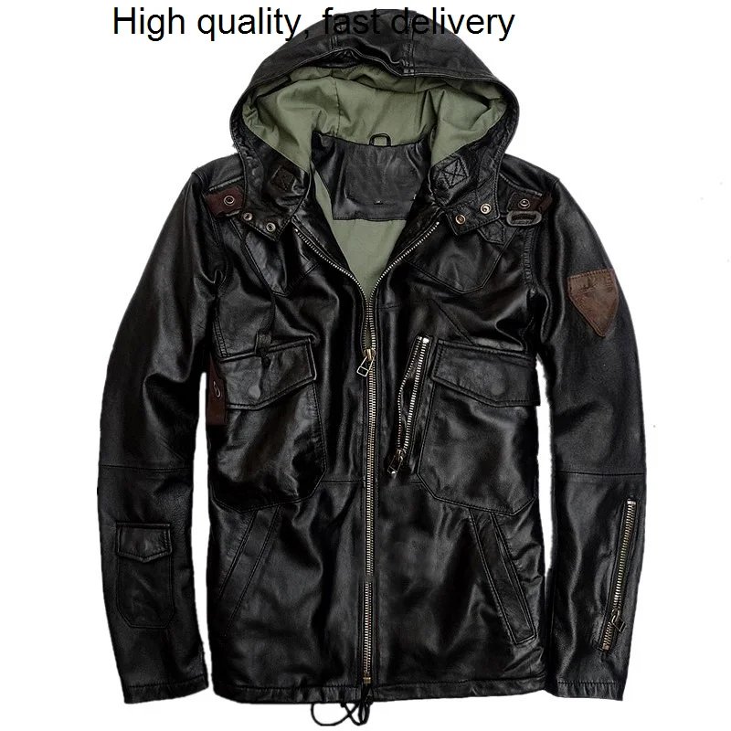 

Мужская ветровка из овечьей кожи, с капюшоном, размеры до 5XL