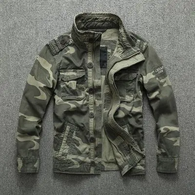 Sportswear Thick Denim Jacket Men Overall Green Military Win