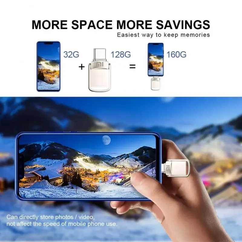 Xiaomi Type C Pen Drive OTG 2TB USB 3.0 Флэш-накопитель для телефона Android 1TB 128GB 512GB Pendrive Siliver Memory Stick