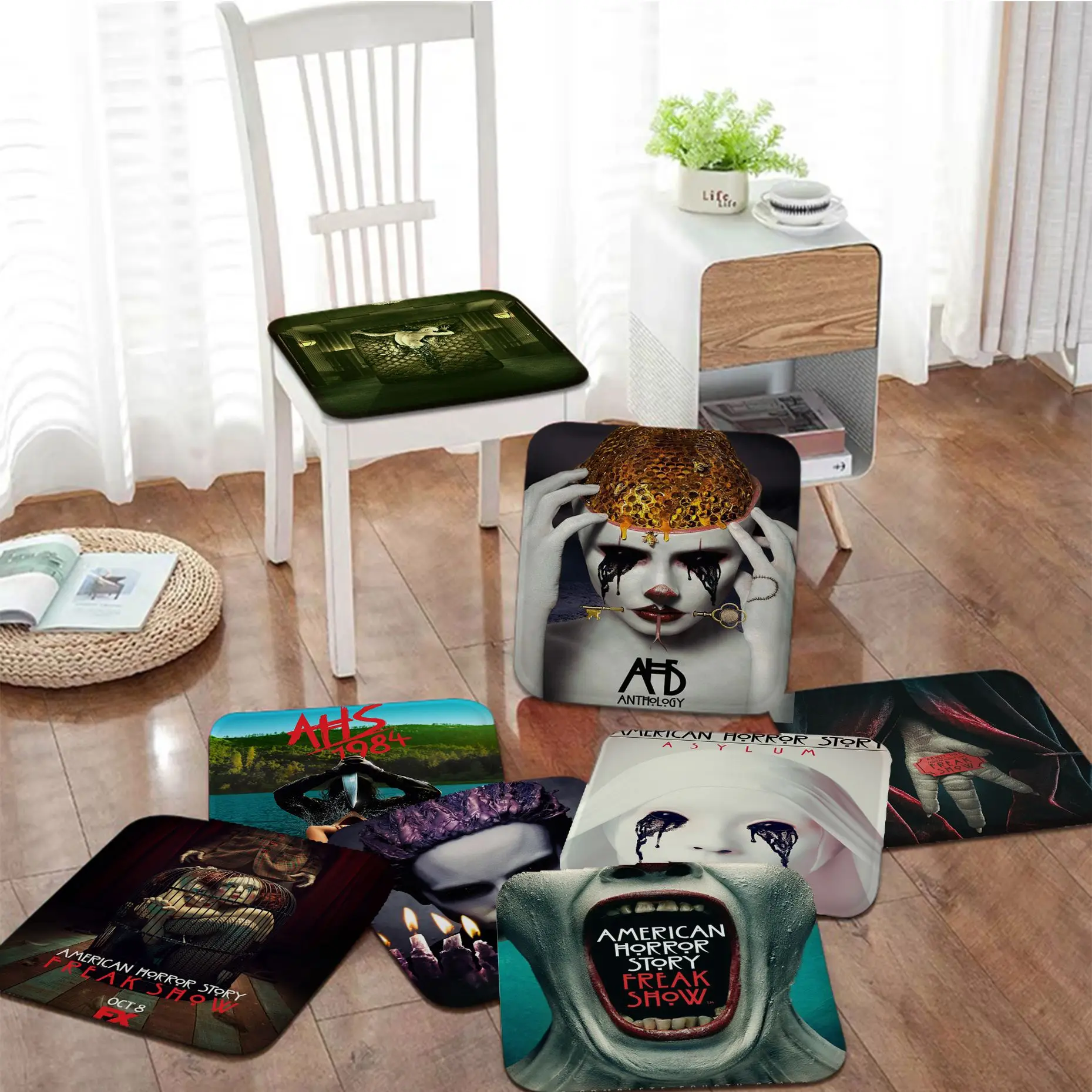 

Подушка на сиденье для ТВ-шоу «Американская история ужасов», Всесезонная подушка для дома, мягкий плюшевый коврик для стула, зимние подушки ...