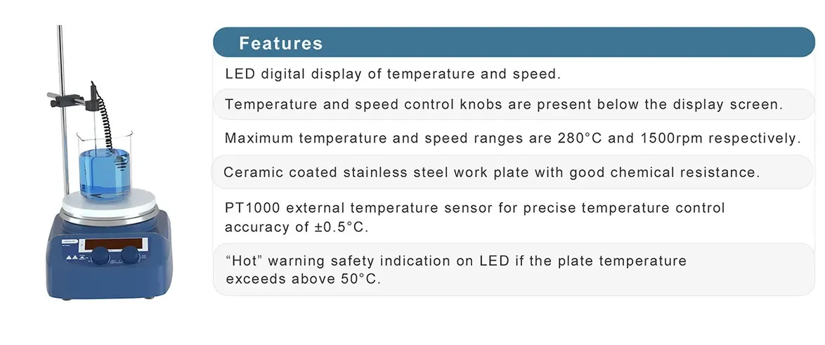 Лабораторная магнитная мешалка West Tune MS-H280-Pro с ЖК-дисплеем 1500 об/мин горячей