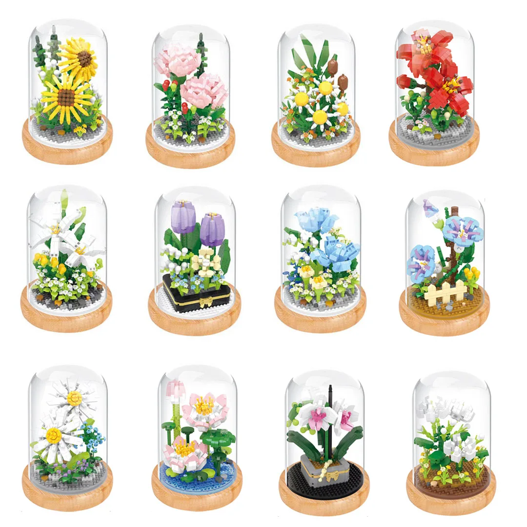 Выставочная будка кирпич микро-алмазный блок цветок гвоздика лихорадка лотос