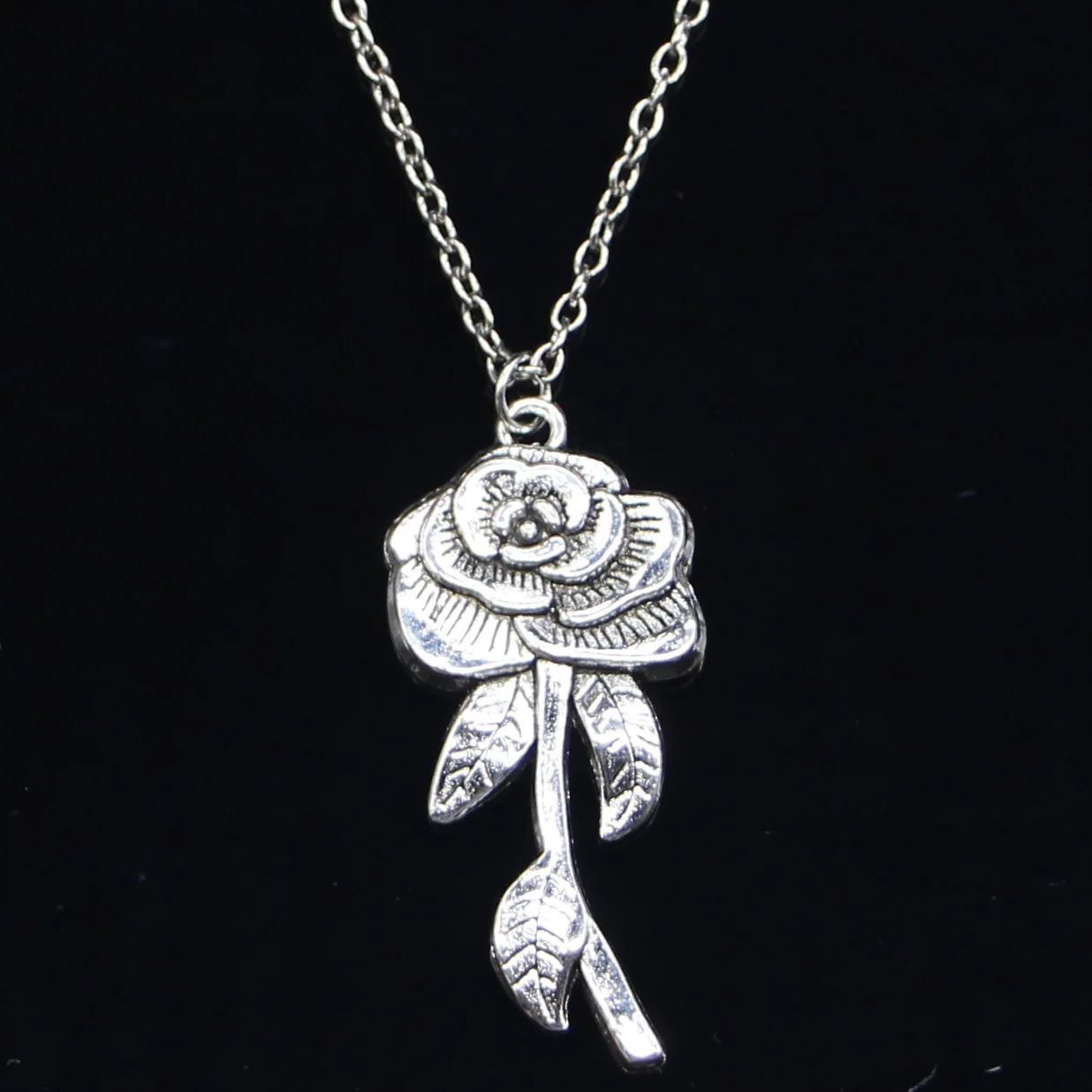 Новое модное ожерелье с подвесками в виде цветка розы 42x19 мм, короткое длинное женское и мужское ожерелье, подарочное ювелирное изделие, чокер