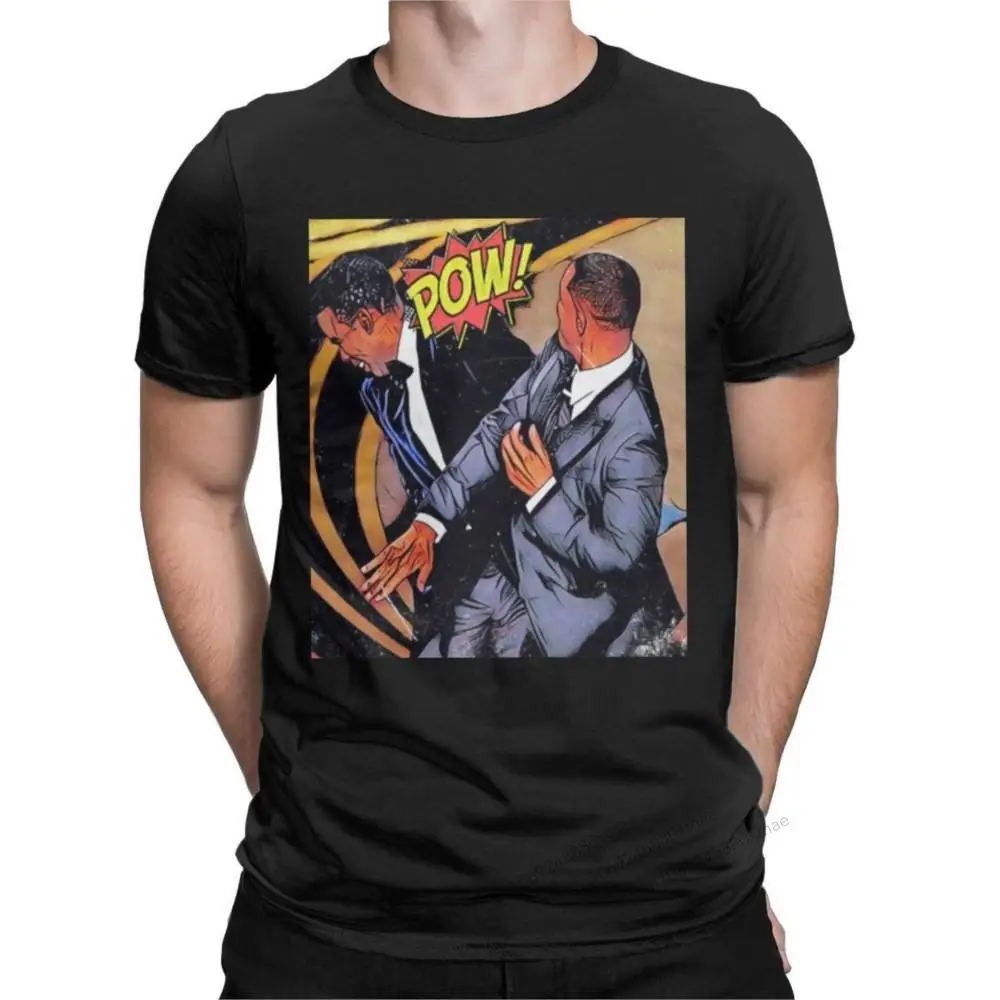 

Men T-Shirt Will Smith Slap Chris Funny 100% Cotton Tee Shirt Short Sleeve T Shirt Crewneck Clothing Gift Idea