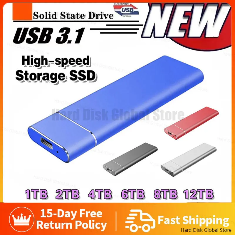 Portable SDD 1TB 2TB Hard Drive External Solid State Drive USB 3.1 4TB 8TB 16TB High-Speed Mobile Hard disks For Laptops