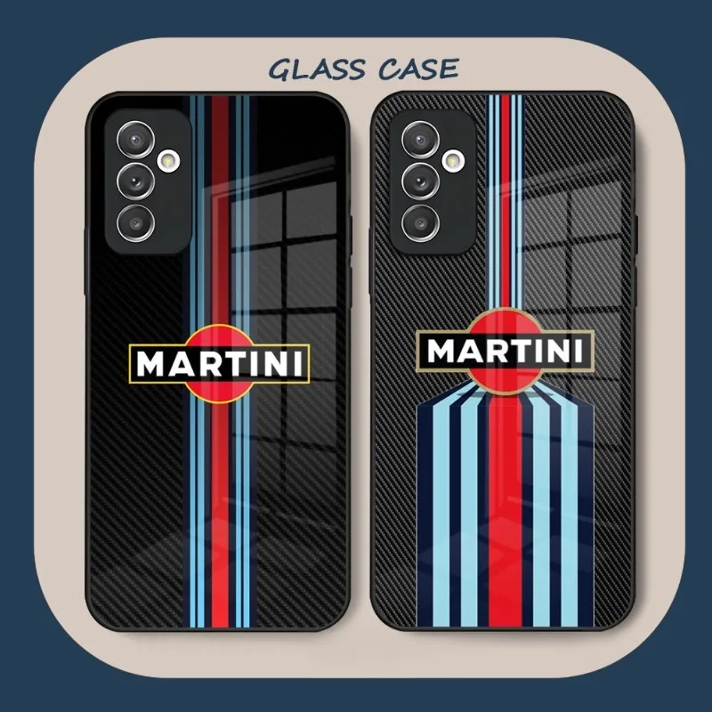 

Чехол для телефона Racing Martini из закаленного стекла для Samsung S23 S22 S20 A52 A51 A22 A12 A32 A72 Ultra Note 20 10 Pro Plus