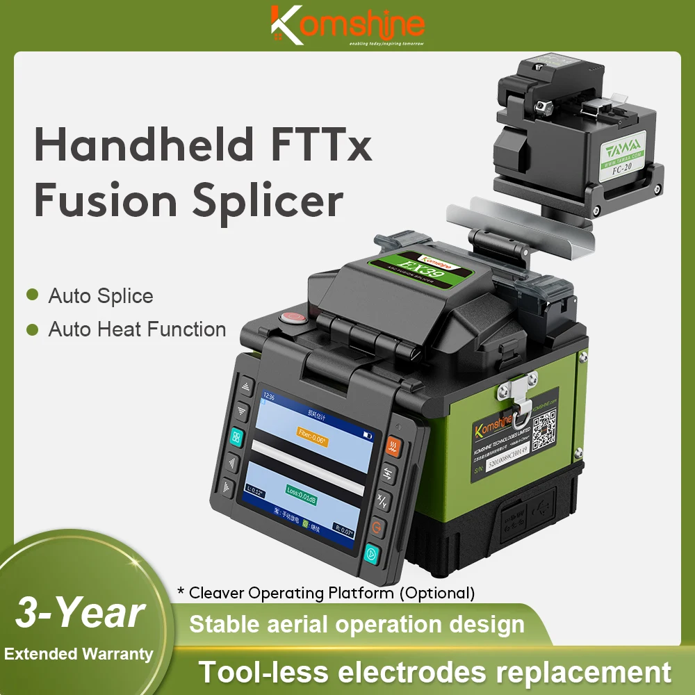 

KOMSHINE Portable lEX39 Mini Versatile FTTH FTTx Fusion Splicer Fast Splicing & Heating Free SFVest Soudeuse Fibre Optique