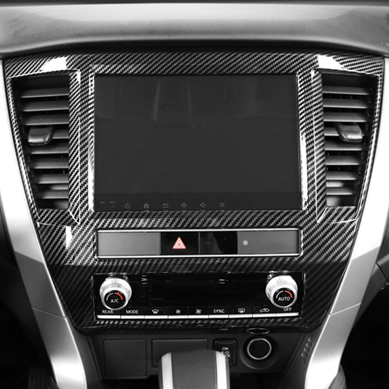 Фото Для Mitsubishi Pajero Sport QF 2020-2022 автомобильные аксессуары стильная панель переключения передач из углеродного волокна центральная консоль крышка отделка рамка №4
