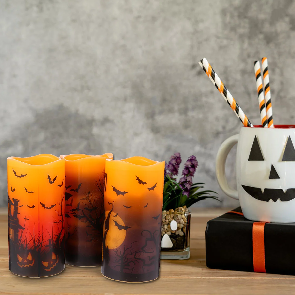

3Pcs Electric Flameless Flickering Pumpkin Flameless Festival