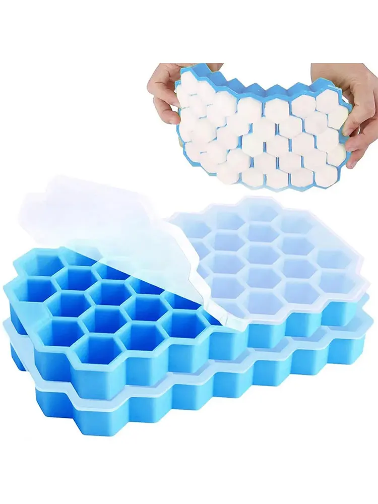 

Уникальная силиконовая форма для льда «сделай сам», 37 ячеек, сетка для льда, креативный складной инструмент большой емкости для легкого формования с крышкой